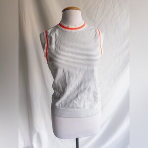 J.Crew Striped Sleeveless Stretch Top M Gray White Neon Trim
